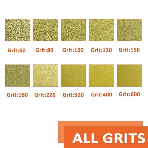 Miniatura 2 de Almohadillas de lijadora orbital de 5 pulgadas, 8 agujeros, disco de lijado de grano 180, papel de lija de repuesto dorado húmedo y seco, apto para