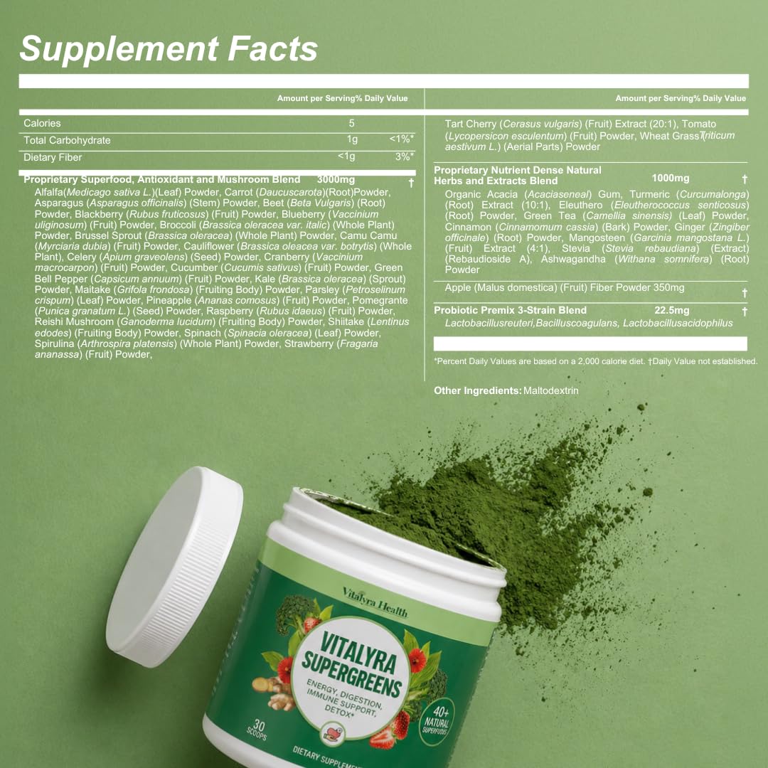 Super Greens Powder - 40+ Superfoods Green Drink, Probiotics, Vegan — Amazon image 9