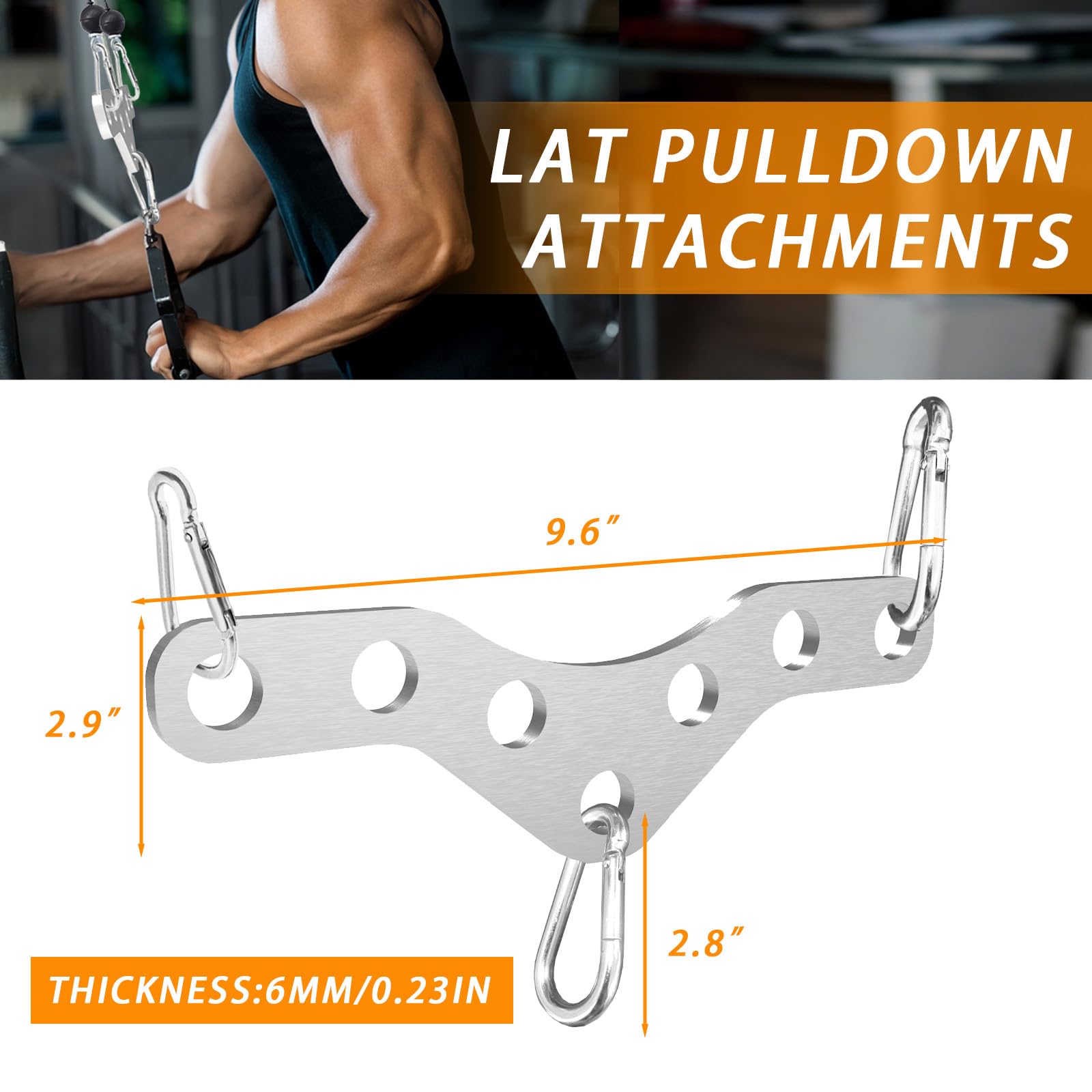 J Bryant Piastra adattatore da doppia a singola puleggia in acciaio inossidabile – Connettore per macchina da palestra con cavi con 3 moschettoni per lat pulldown, tricipiti, bicipiti e allenamento
