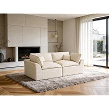 SUNBURY 77" Corduroy Modular Loveseat, Boneless Cloud Couch with Exceptionally Thick Cushions, No Assembly Required 2 Seater Small Sofa for Bedroom and Apartment, Beige