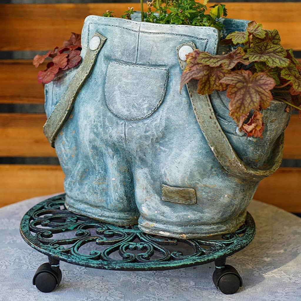 Plant Caddy， Planter Trolley Casters Rolling Tray Coaster, Flower Pot Holder Stand for Indoor Outdoor,(Blue)