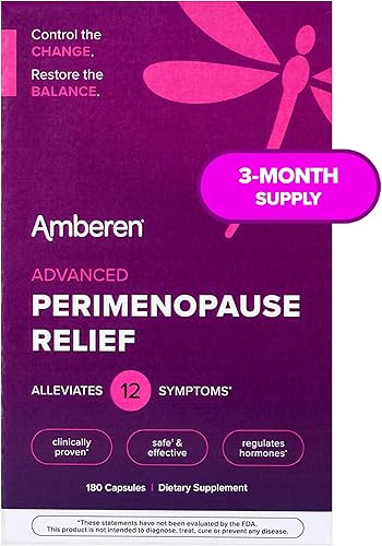 Amberen Perimenopausia, alivio multisíntoma de perimenopausia, vitamina B, vitamina E y antioxidantes, ayuda a apoyar el equilibrio hormonal,
