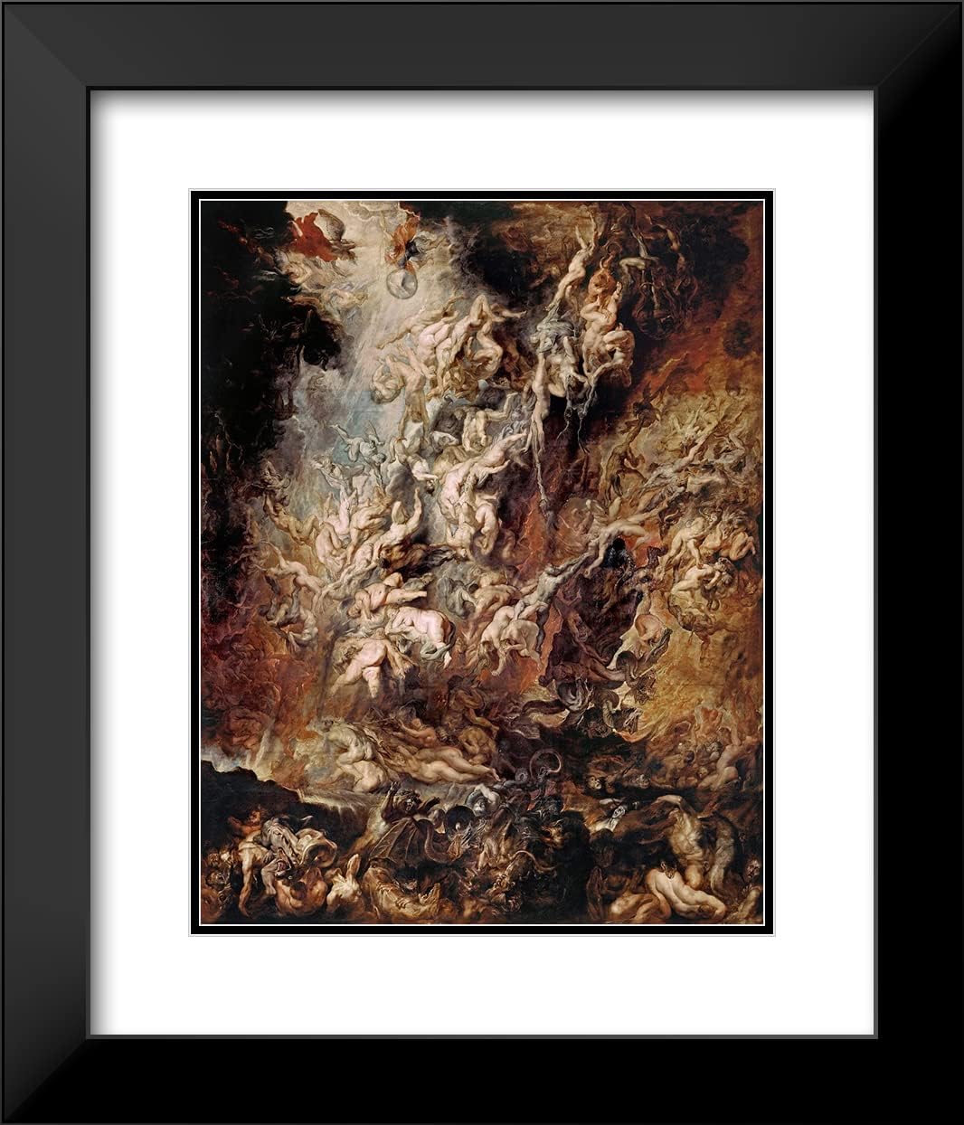 ArtDirect Peter Paul Rubens 20x24 Black Modern Frame and Double Matted Museum Art Print Titled - Fall of the Damned (First Half of 17th Century)