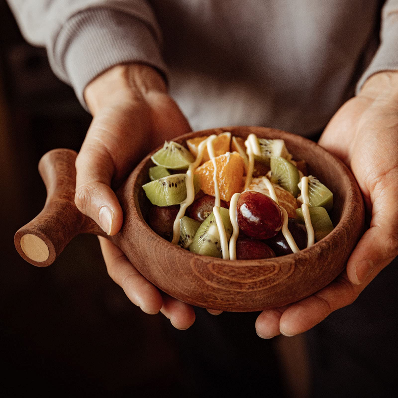 Ensaladera De Madera De Ébano, Cuenco De Servicio De Vajilla De Estilo Japonés, Hecho A Mano, Ensaladas, Alimentos, Verduras Y Frutas.