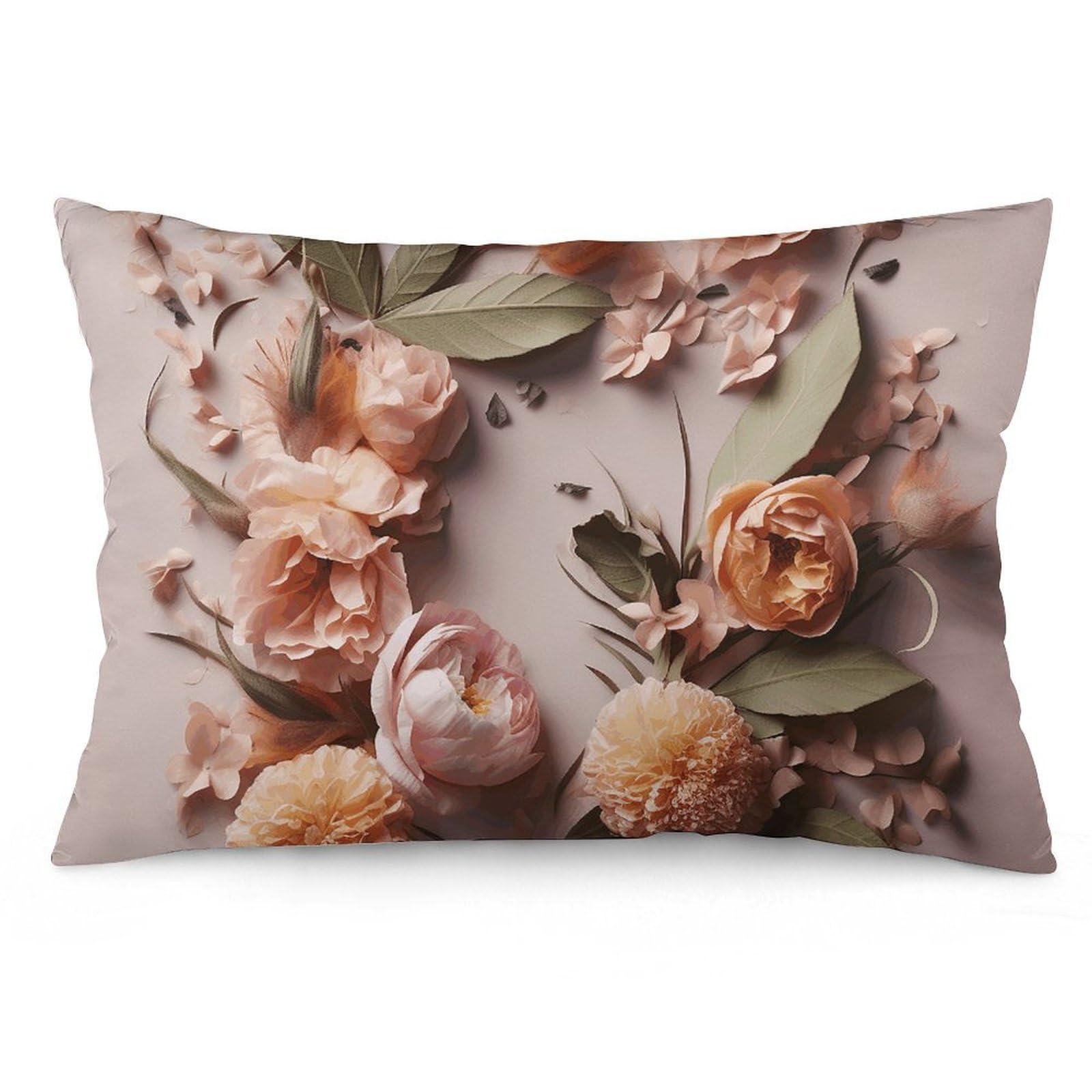 NONHAI 2 Pack Pillow Cases for Hair and Skin, Soft Breathable Pillow Case Covers with Hidden Zipper, Different Flowers Pillowcase 16 "x24 Pillow Covers for Sleeping Gift