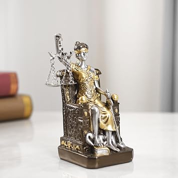 Dual-Purpose Goddess of Justice Resin Bookend & Decor Statue - Realistic Lady Justice Sculpture with Premium Craftsmanship, Lawyer Office Desk Decor, Legal Theme Gift for Home/Study Athena Statue