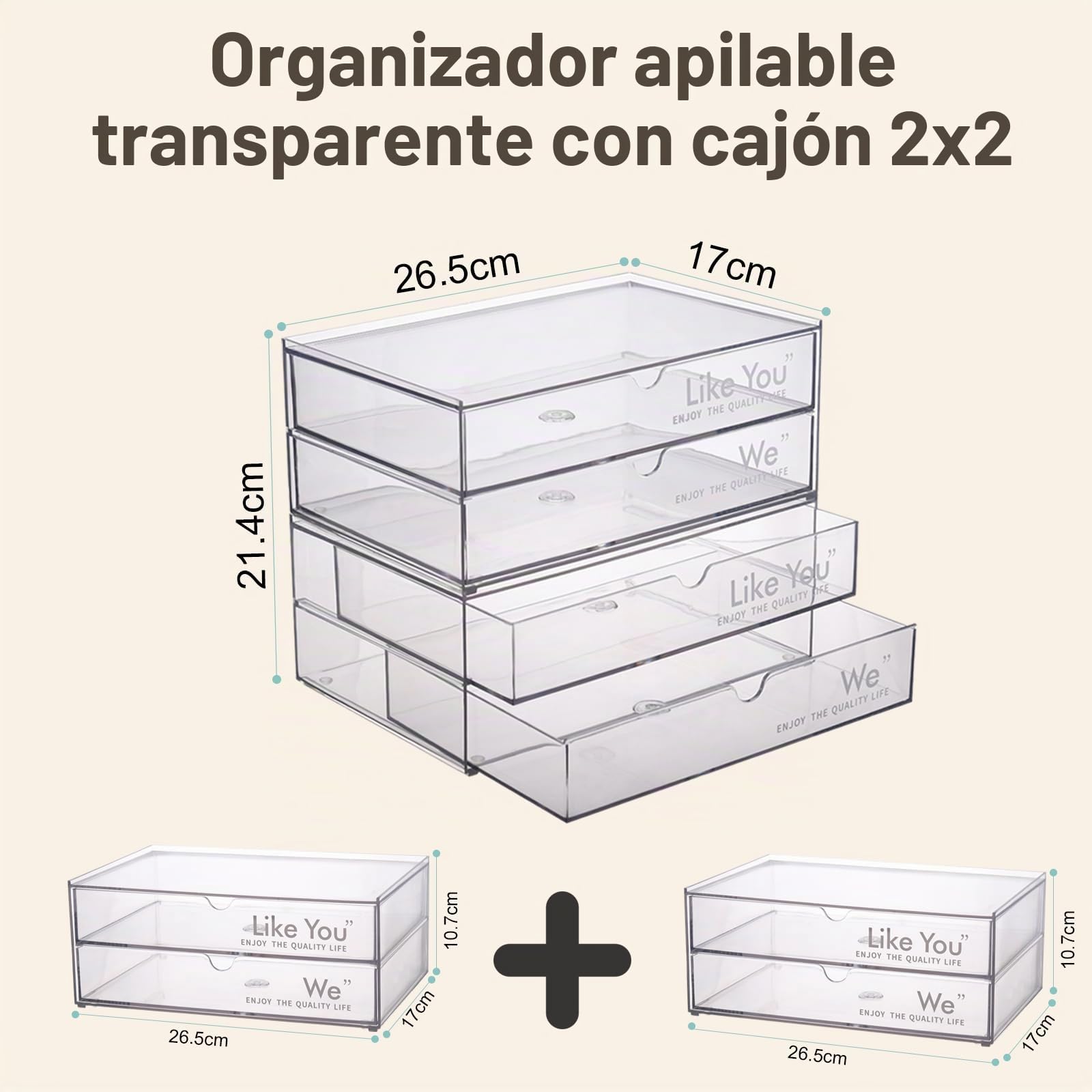 2 Juego de Cajones Apilables, Cajones de Almacenamiento Apilables de Maquillaje Transparentes, Organizadores de Baño de Acrílico para Tocador, Organización del Hogar y Almacenamiento | Almacenamiento de maquillaje apilables, almacenamiento tocador para to