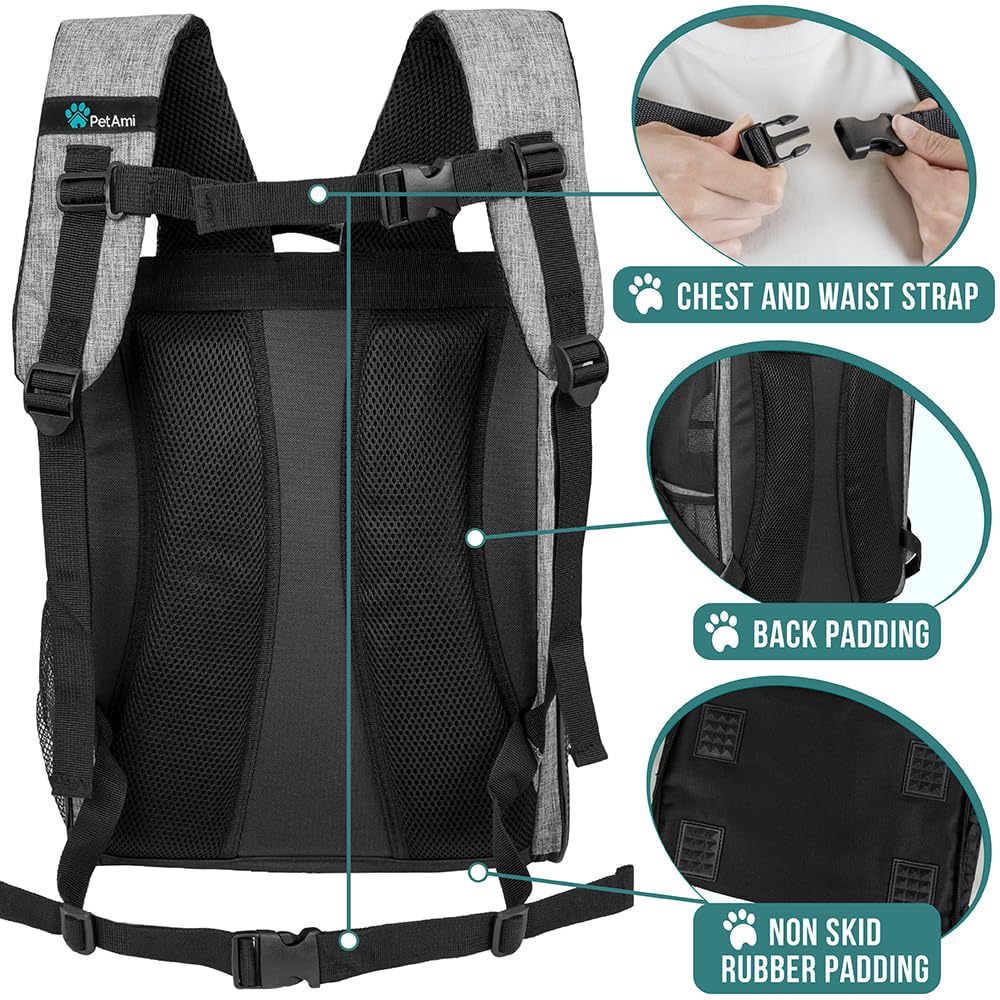 PetAmi Hunderucksack für kleine und große Katzen, Haustiere, Welpen, belüfteter Haustier-Wanderrucksack, Reisetasche, von Fluggesellschaften zugelassener Katzenrucksack, Tragetasche, Camping,