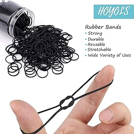HOYOLS 3/4 Inches Black Hair Rubber Bands for Hair Ties Small Mini Elastics Bands Large Braiding Ponytail Holders for Baby Toddler Girls Kids No Damage 600pcs (M) Latex-Free
