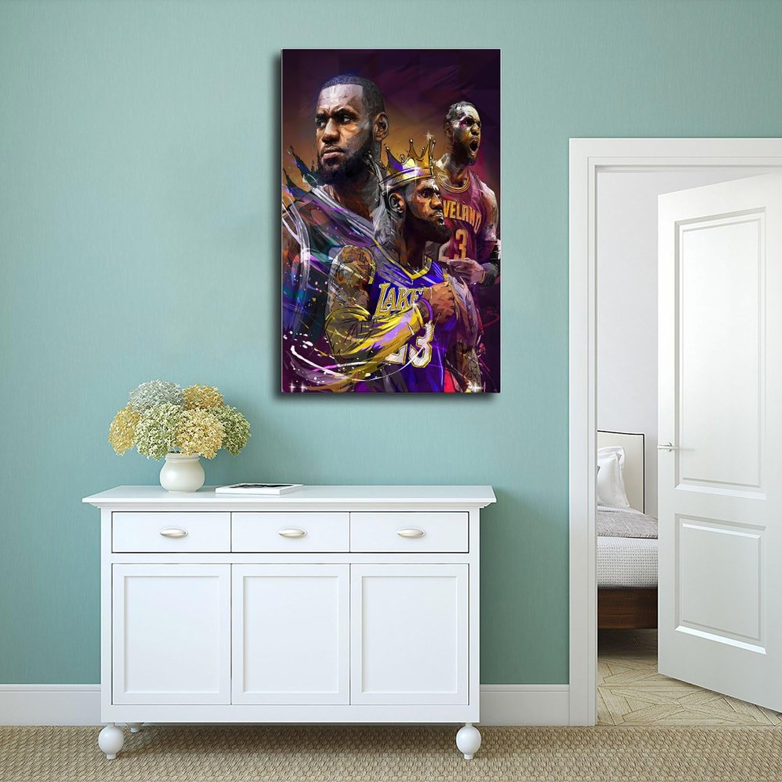 展示品ELBA ALVAREZエルバアルバレスJERICHOシルクスクリーン版画 dalouh LeBron Poster James Baskerball Portrait Art Canvas Poster