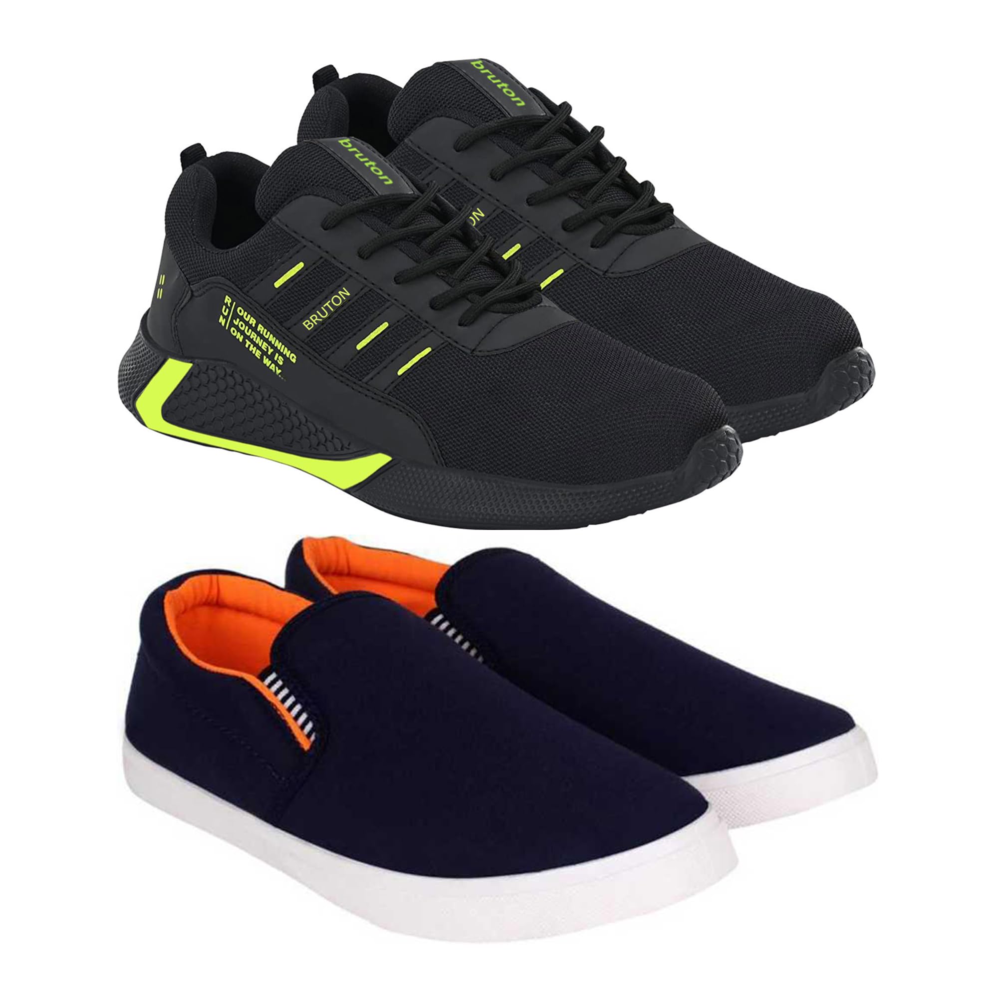BRUTON 2 Combo Shoes, Trendy Shoes, Casual Shoes, Sport Shoes, Running Shoes for Men (Pack of 2) (Black:Orange, Size : 9) (B0BVR5SQ8V) Amazon Price History, Amazon Price Tracker