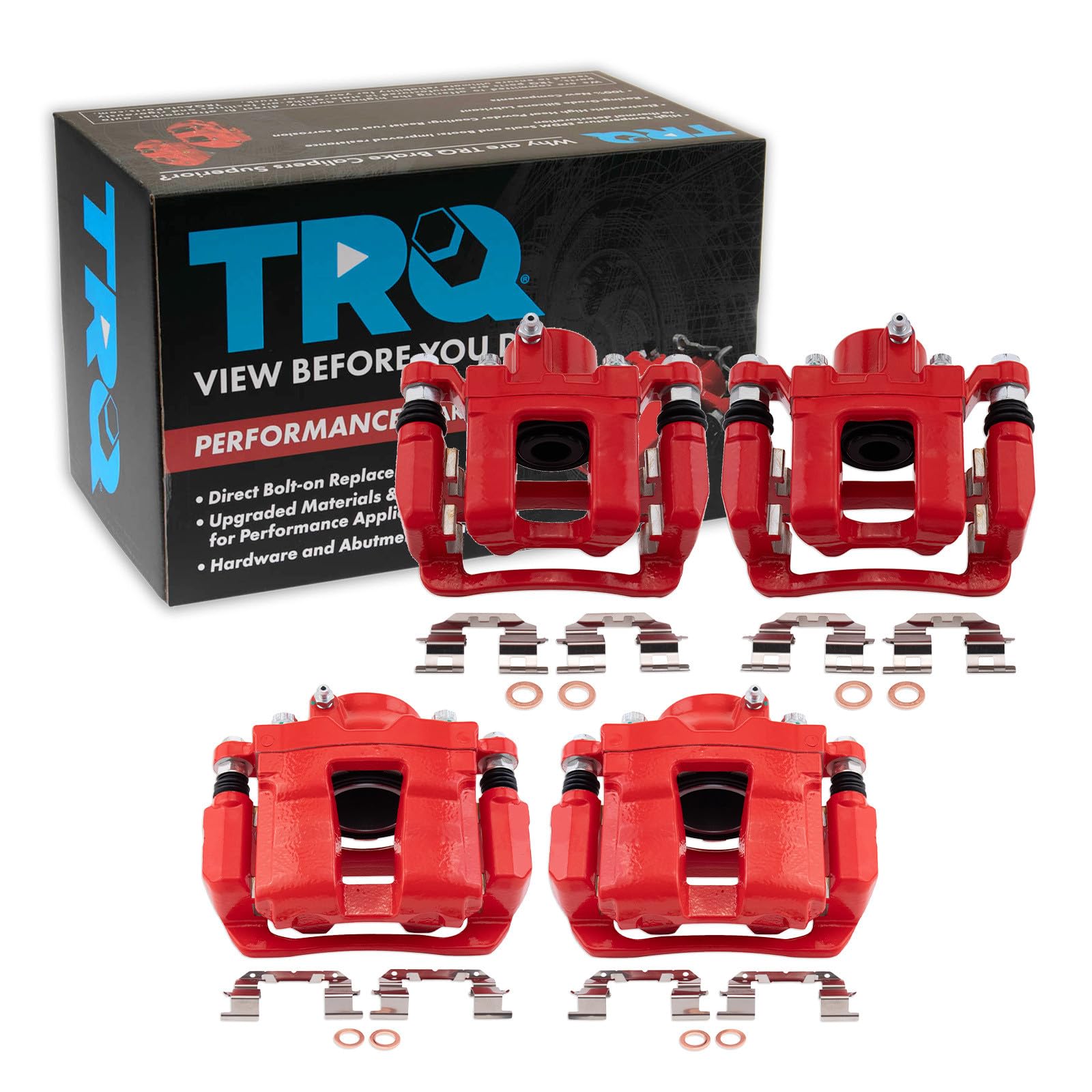 TRQ Front and Rear Brake Caliper Set Performance Coated Brackets Compatible with 2011-2015 Hyundai Sonata 2011-2015 Kia Optima