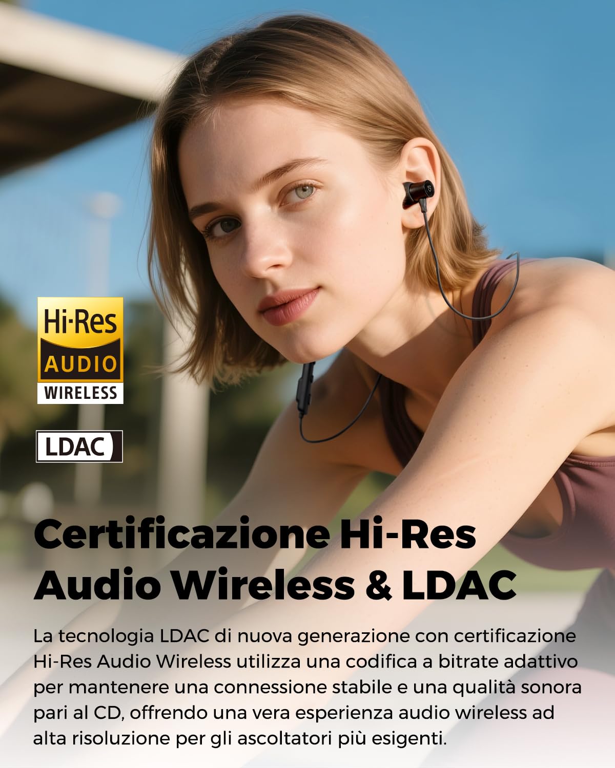 SoundPEATS Q40HD Auricolari Bluetooth 5.4 Sportive da Collo, Hi-Res Audio LDAC, 20 Ore Autonomia, IP67 Impermeabili, App Controllo, Doppia Connessione, EQ Dinamico, Trova Cuffie