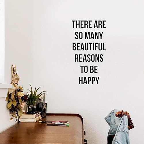 Miniatura 2 de Vinilo adhesivo decorativo para pared – Hay tantos motivos hermosos para ser feliz – 22.0 in x 11.8 in – inspirador lugar de trabajo dormitorio