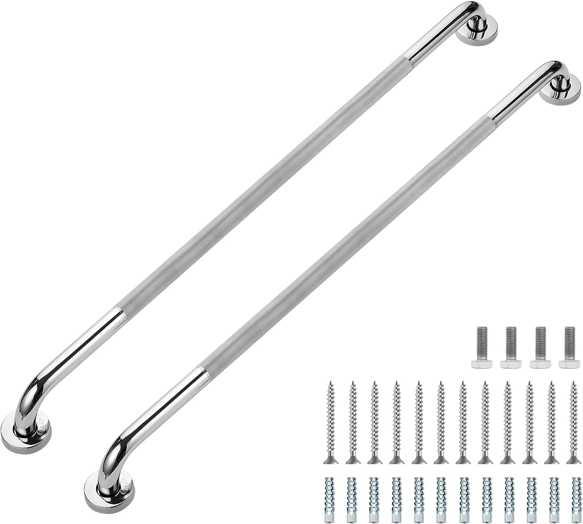 Grab Bars for Shower, 2 Pack 36-Inch Anti Slip Shower Handles for Elderly, Safety Shower Grab Bar, Stainless Steel Handicap Grab Bars for Bathroom (Polished Nickel 1" Diameter)