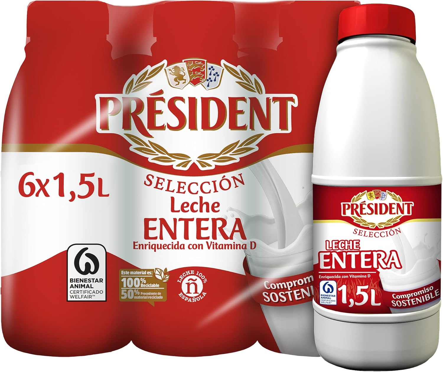 6 botellas de leche entera President por 8,46€ ¡¡18% de descuento!!