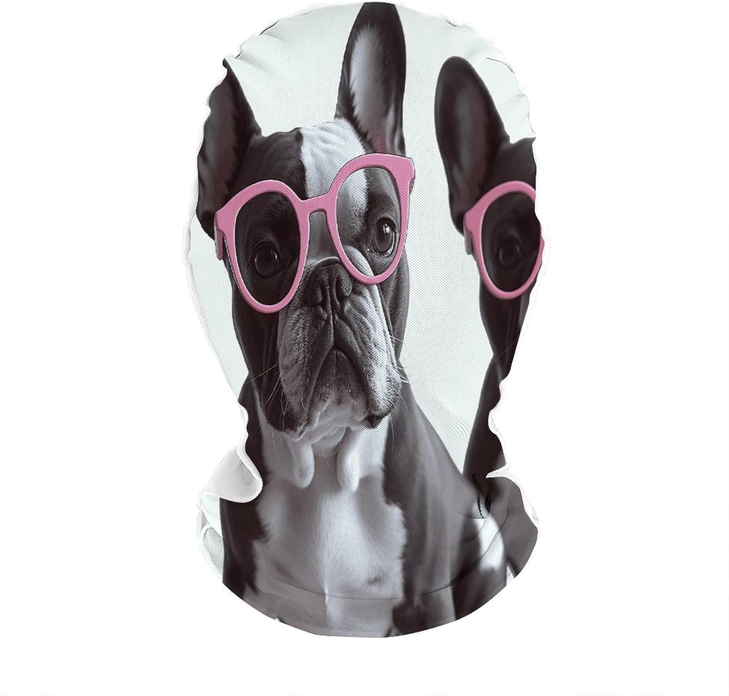 French Bulldog Pink Glasses Balaclava Mesh Print Funny Face Mask Breathable Ski Masks Personalized Sun Protection Full Face Covers Neck Gaiter Windproof Head Masks for Pranks&Outdoor