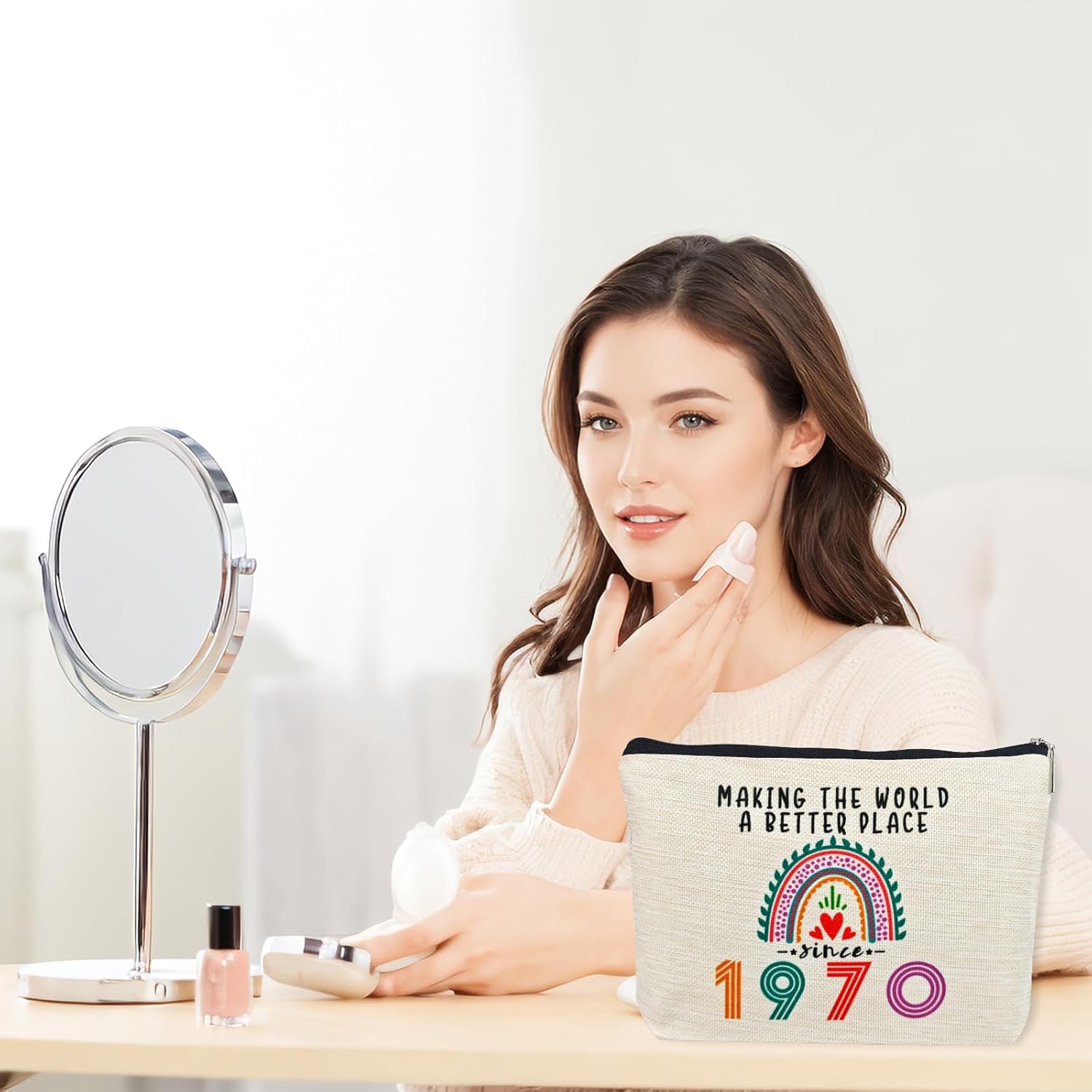 Happy 56th Birthday Gifts for Her Women Makeup Bag, Best 1970 Anniversary 56th Birthday Decorations, 56 Year old and Fabulous Gifts Ideas for Wife, Mom, Mothers Day, Christmas Cosmetic Travel Pouch - Image 5