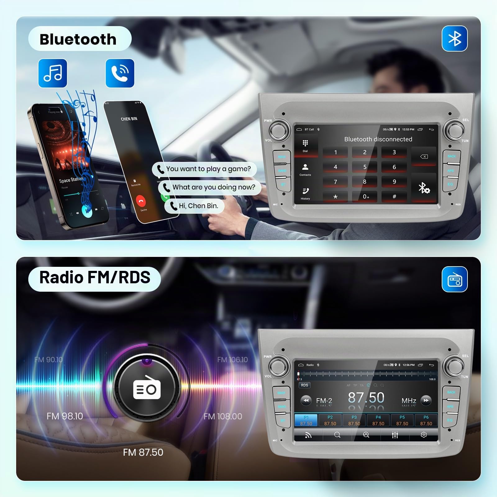 Rimoody【DAB+】2G+64G 7'' Android 15 Autoradio per Alfa Romeo MITO 2008-2016 Carplay Senza Fili Android Auto Navi GPS WiFi Mirror Link Bluetooth FM/RDS EQ Comandi al Volante Retrocamera