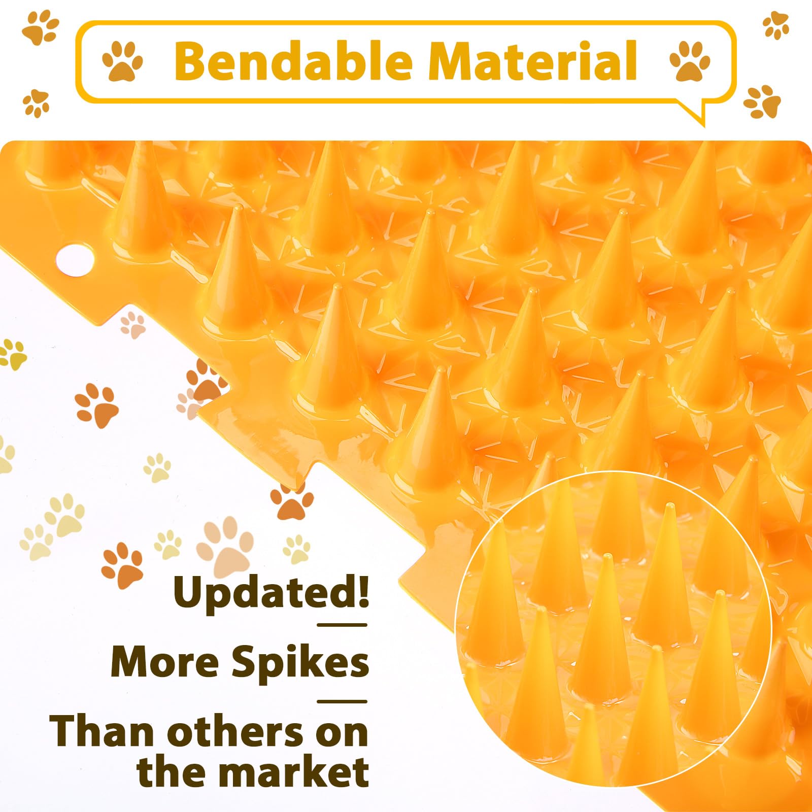 Lot de 16 tapis répulsifs pour chats et chiens en plastique pliable à pointes avec pointes pour intérieur et extérieur, 5,5 m², 40,6 x 33 cm (orange)