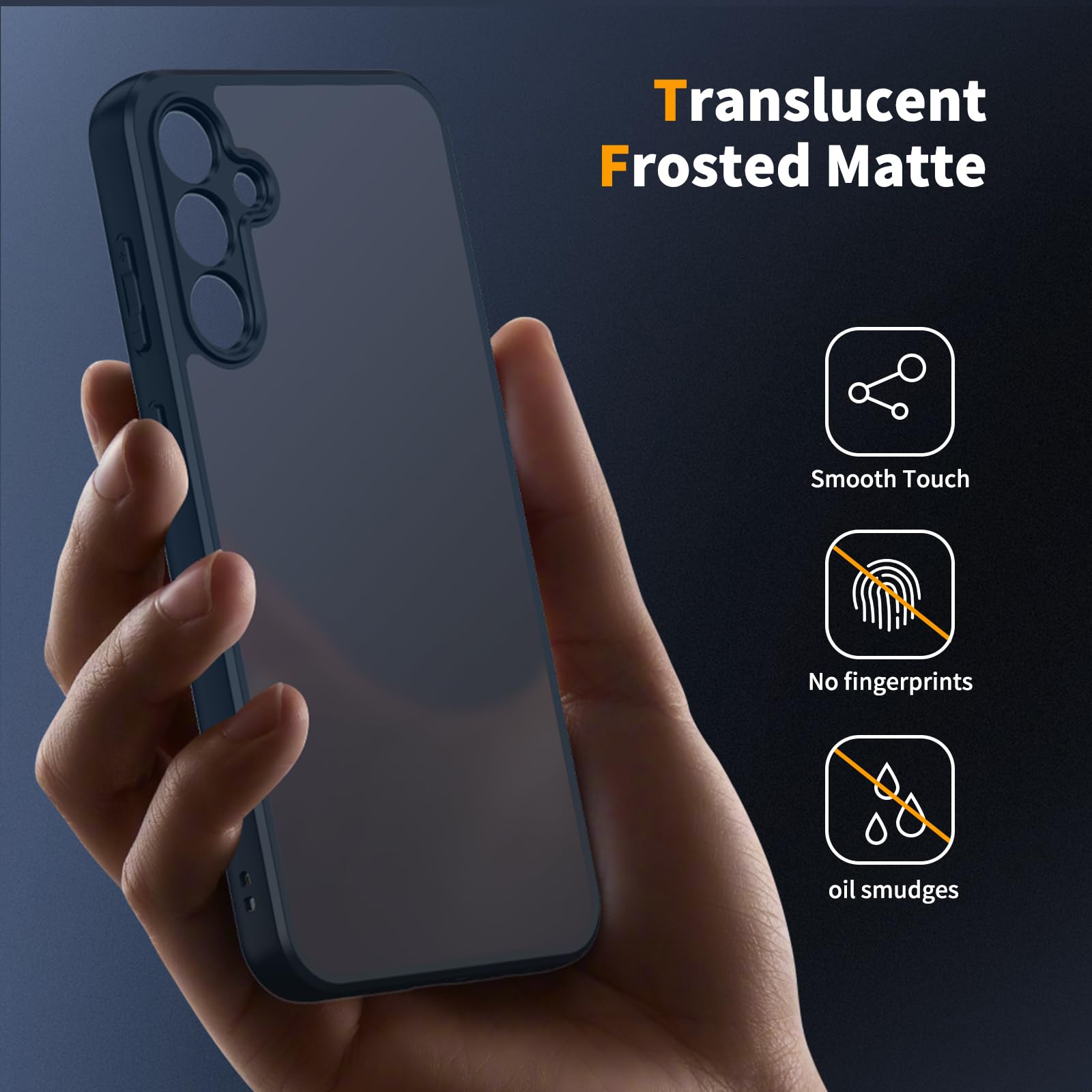 COPIKE Cover Opaca per Samsung Galaxy A35 5G e Protezione Fotocamera con 2 Pezzi Vetro Temperato, [Antiurto Grado Militare] Custodia Posteriore Glassata Traslucida Anti-Impronte, Blu