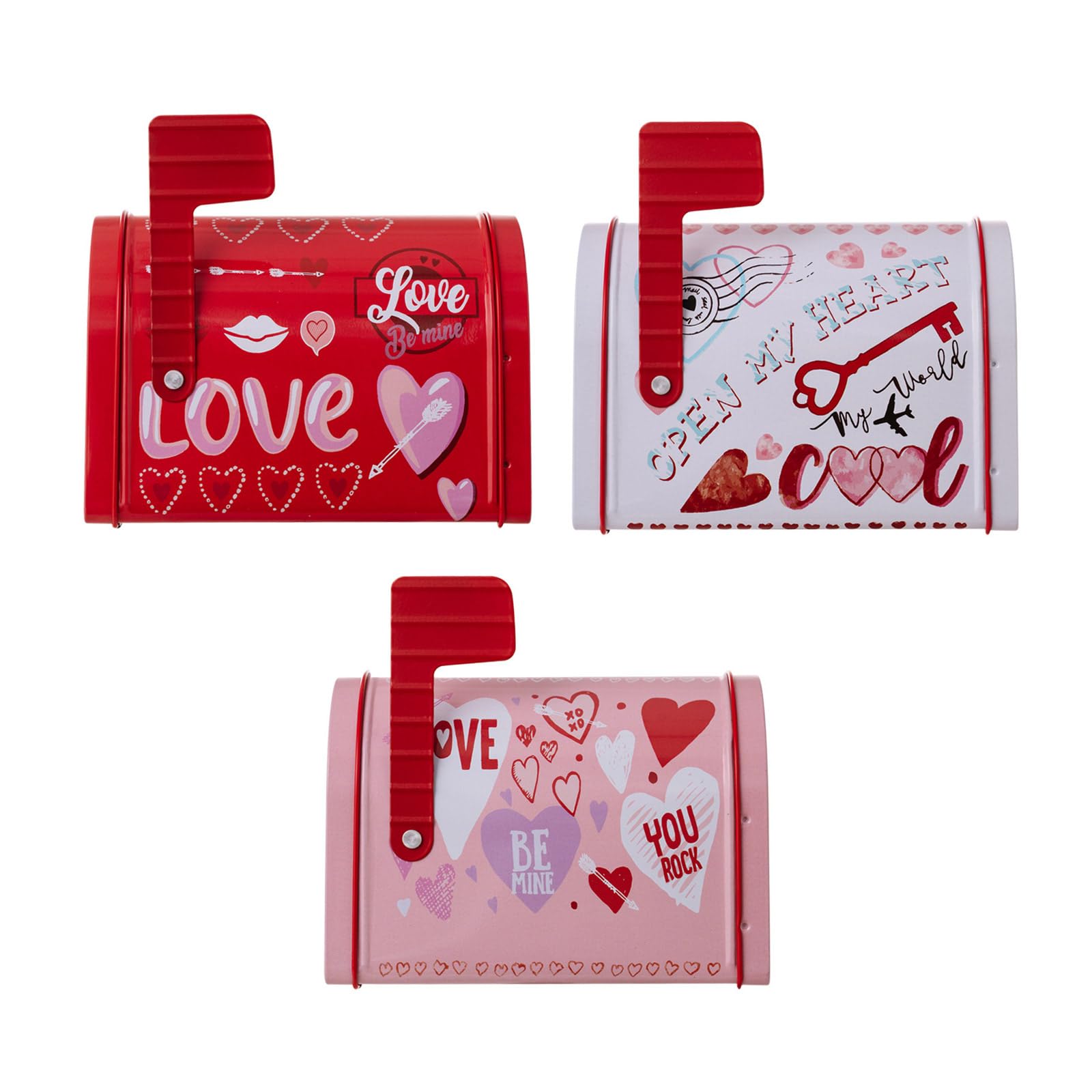 Of 3 Christmas Mailboxes Shape Tin Containers Festival Tinplate Gifts Case for Christmas Party Treats Holiday Decoration Box
