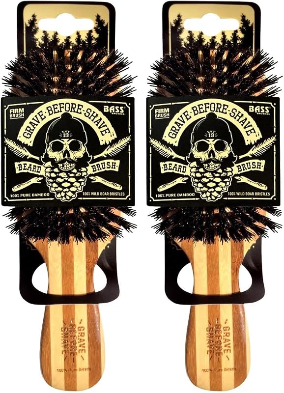 Grave Before Shave Escova para Barba de Bambu, Pacote com 2