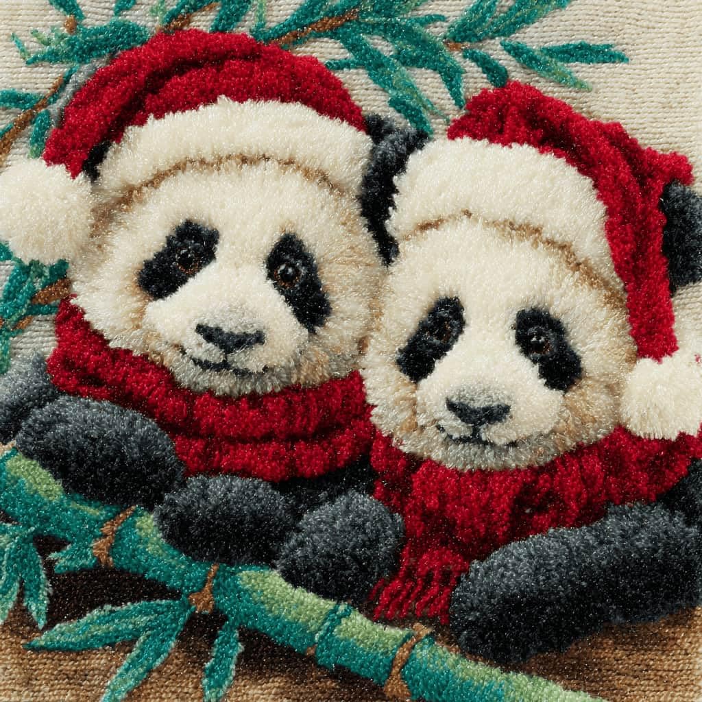 Kitquiver Latch Hook Rug Kits for Adults Panda DIY Latch Hook Cushion Cross-Stitch Embroidery Cushion Cover for Home Sofa Decoration 17X17 in.