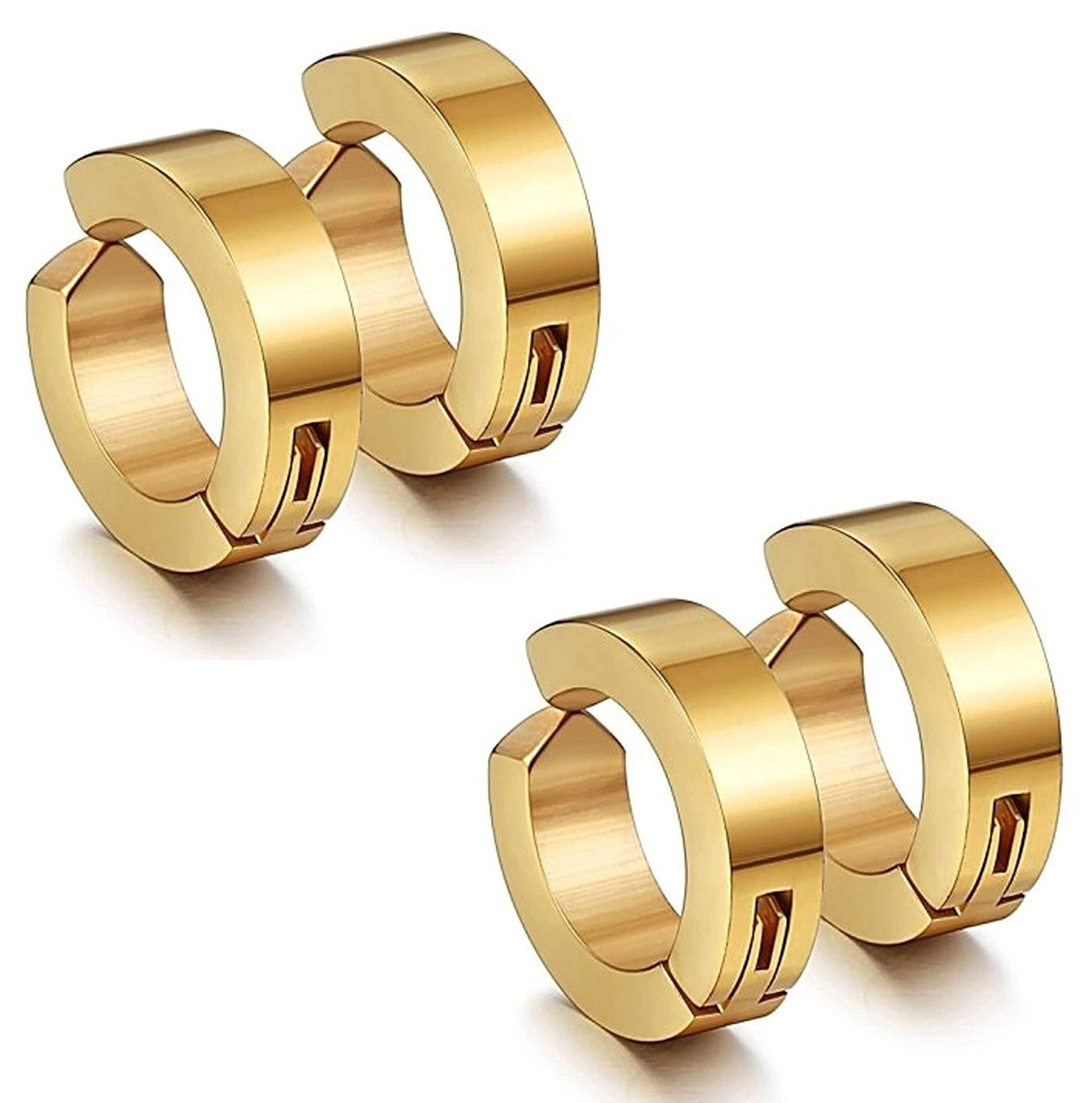Uniqon (2 Pair) Trendy Golden Color Round Shaped Press Non-Piercing Style Clip On Metal Barbell Earring Hoop Bali Stud For Men And Women (B09BR8HJP1) Amazon Price History, Amazon Price Tracker
