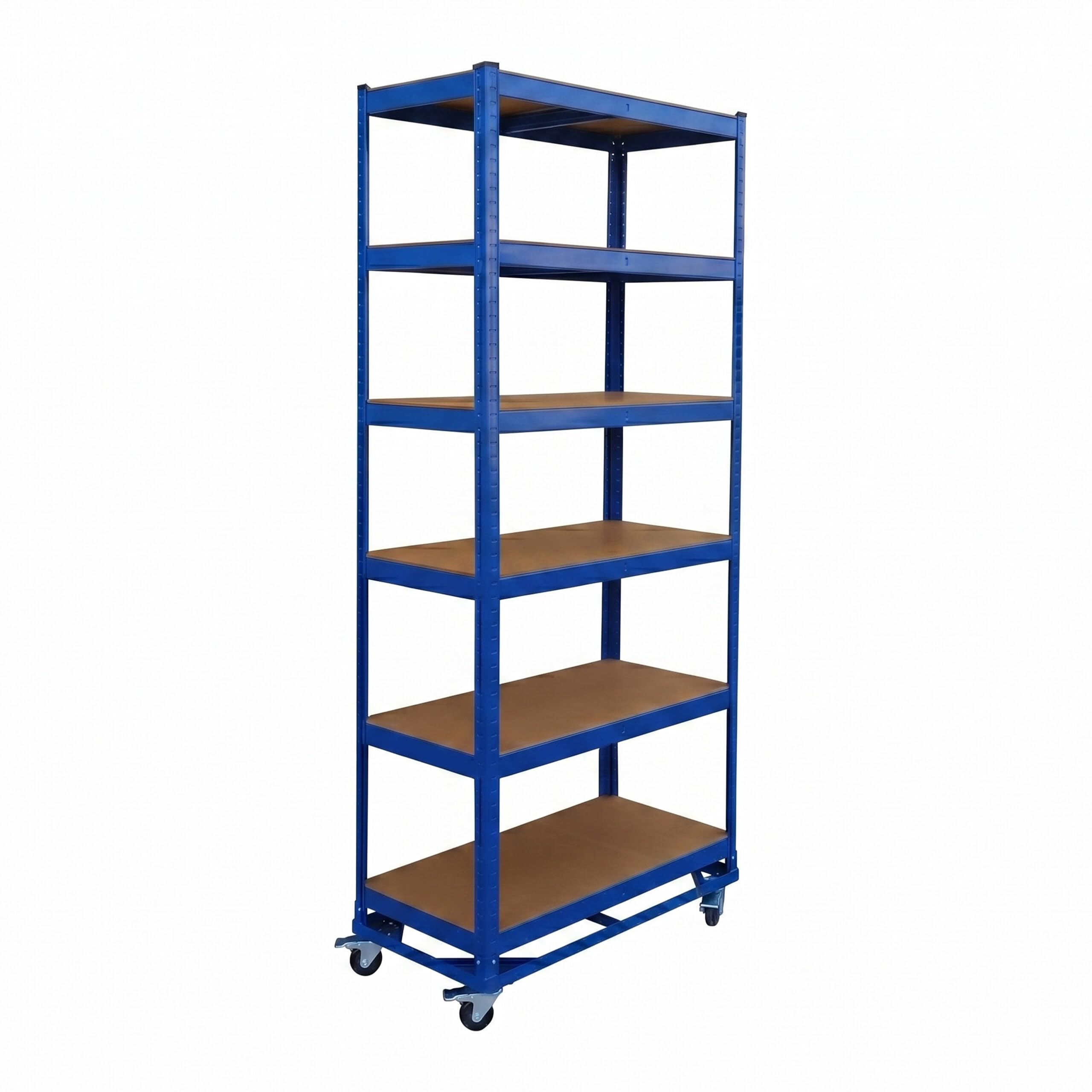 Relaxdays estantería Industrial con Ruedas, 209x90x40 cm, 900 kg, 6 baldas, Acero, Sistema de Montaje, Azul