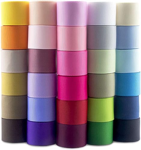 Summer-Ray - Cinta de grogrén de 60 yardas (0.984 in) de ancho, 30 colores vibrantes, 2 yardas cada uno, poliéster, no destiñe y lavable a máquina,