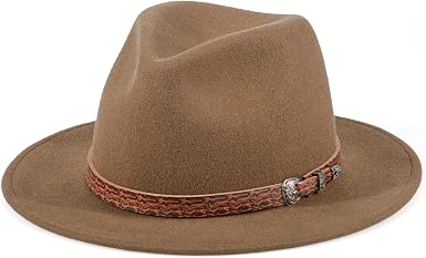 MIX BROWN Wool Felt Fedora Hat for Men 
