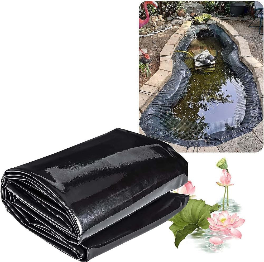 HDPE Waterproof Membrane Pond Liner 6 X 3M 5 X 6M Black Fish Pool Liner for Garden Ponds Waterfall Streams Fountains Pond Underlayment Garden Pool Cover Streams Water,3 * 3m