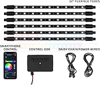 Vista 2 de LEDGlow Kit de iluminación de neón LED multicolor Bluetooth de 6 piezas para automóviles y camiones, aplicación para teléfonos inteligentes, crea