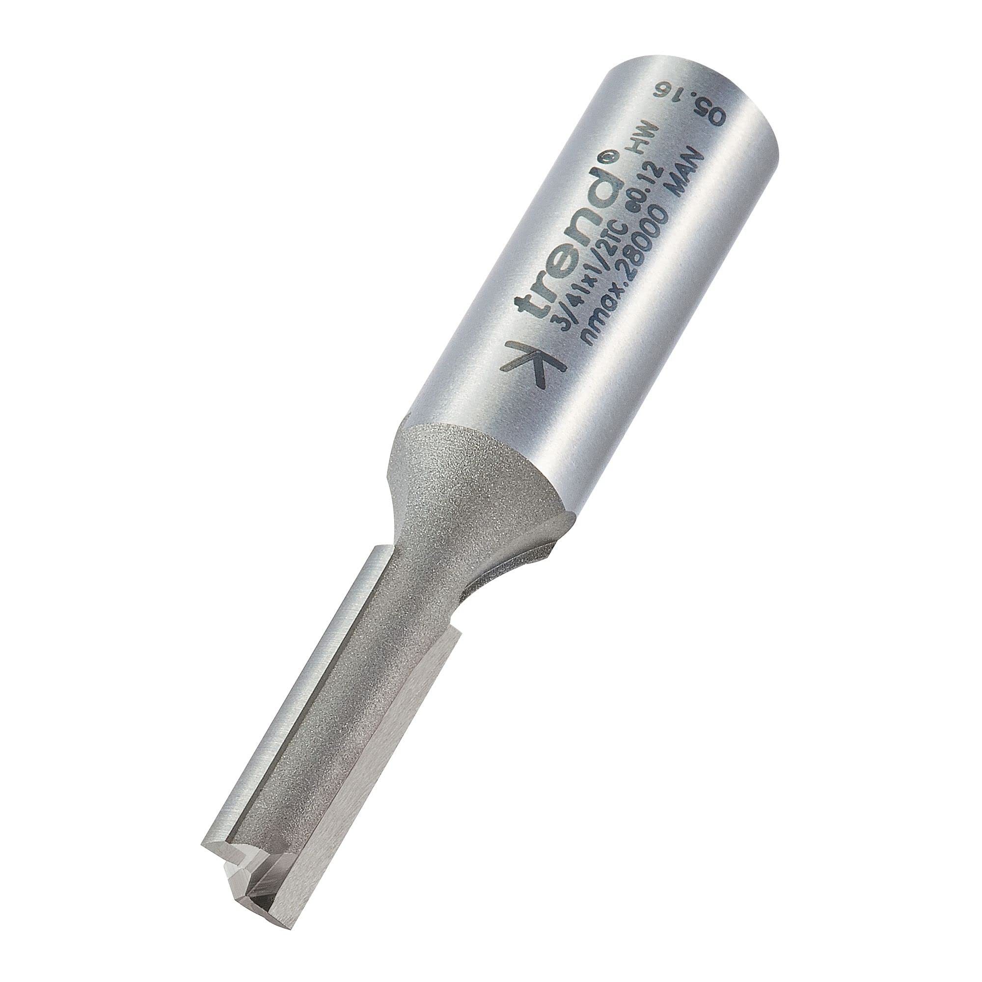 Trend Professionnel Fraise Droite Deux Flûtes, Queue 1/2 Pouce, Diamètre de Coupe 8mm, Longueur de Coupe 25mm, Plaquettes Carbure de Tungstène, 3/41X1/2TC