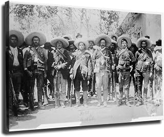 Weouio Pancho Villa with Generals Mexican Revolution Posters Canvas Wall Art, Suitable for Living Room Bedroom Study Office Cafe Pub Etc, Perfect Holiday Gift and Home Decoration (08×12inch Unframed)