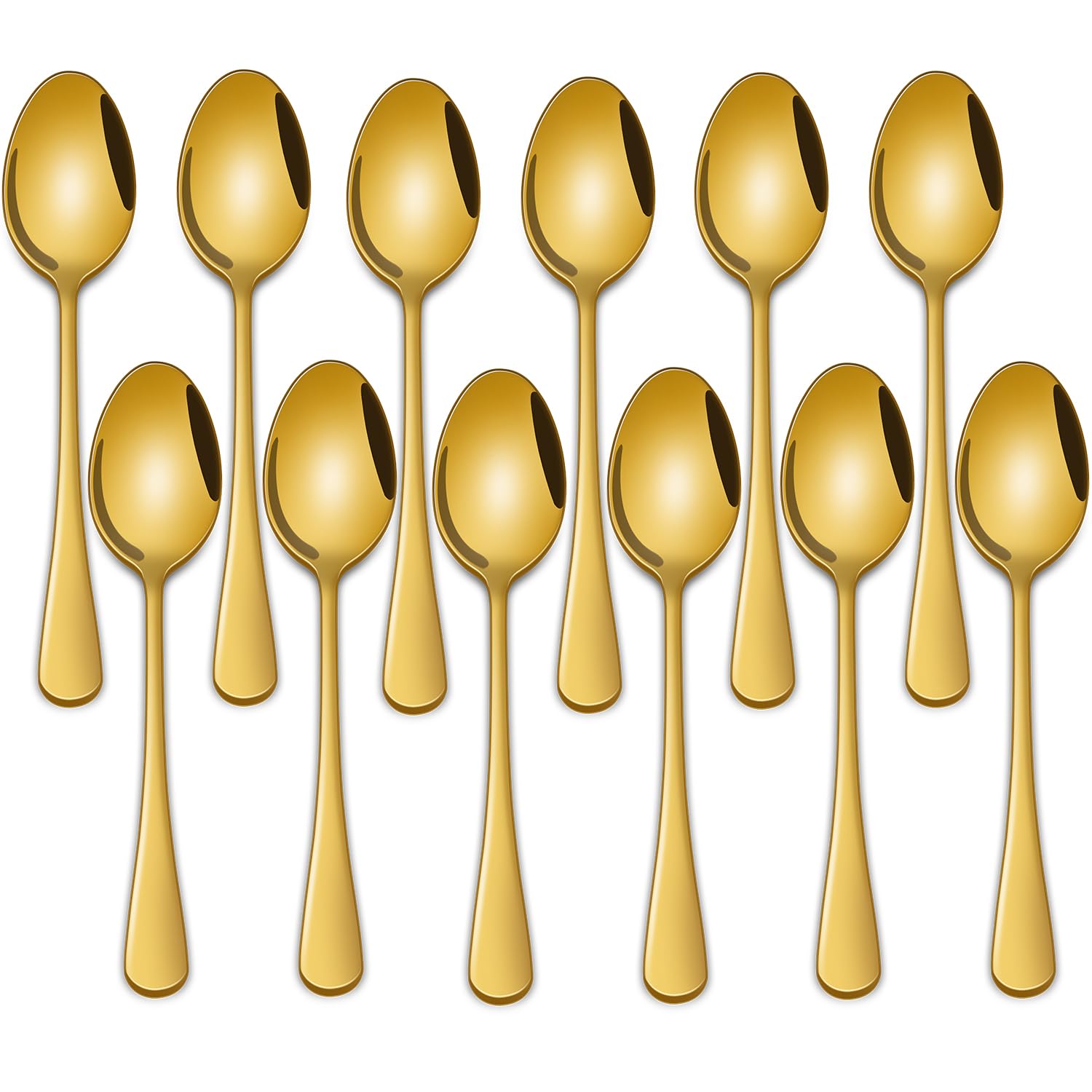 5.5 Inch Coffee Spoons,12 Pieces Stainless Steel Gold Tea & Coffee Spoon,Mirror Polishing Metal Small Espresso Spoons,Dishwasher Safe Teaspoon,Golden Mini Demitasse Spoon โ image 1