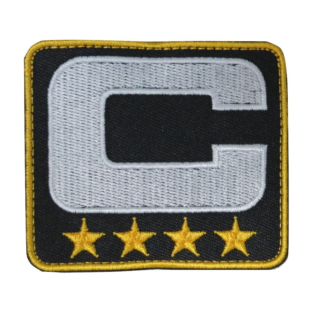 TrendyLuzTrendyLuz Black Captain C Patch (4 Gold Stars) Embroidered Hook & Loop Patch for Sports Athletic Football Baseball Basketball Hockey Jersey
