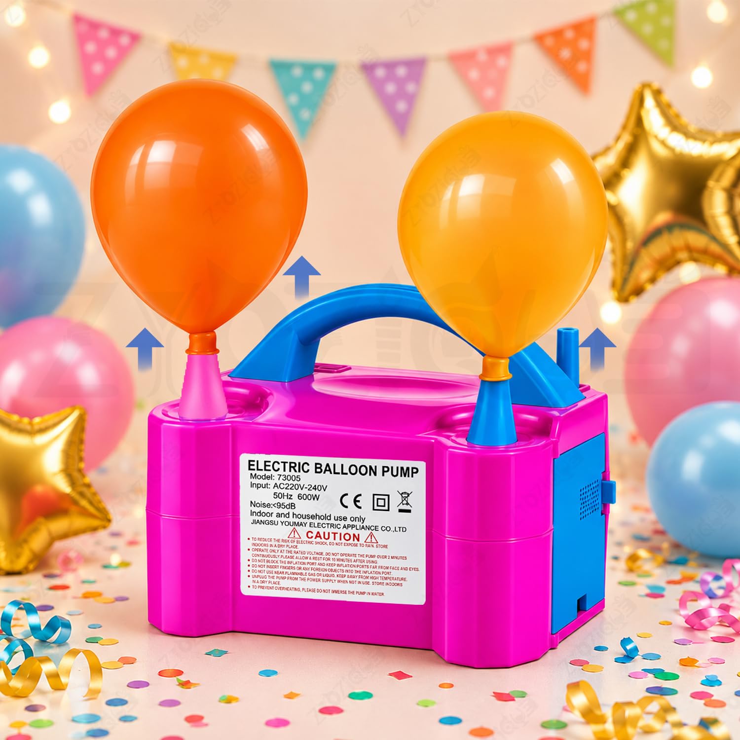 Zyozique Electric Balloon Pump Dual Nozzle 600W Balloon Inflator Machine, Portable Electric Air Balloon Pump for Birthday, Wedding, Baby Shower, Anniversary, Balloon Arch Decoration, Event Decorations-image-23