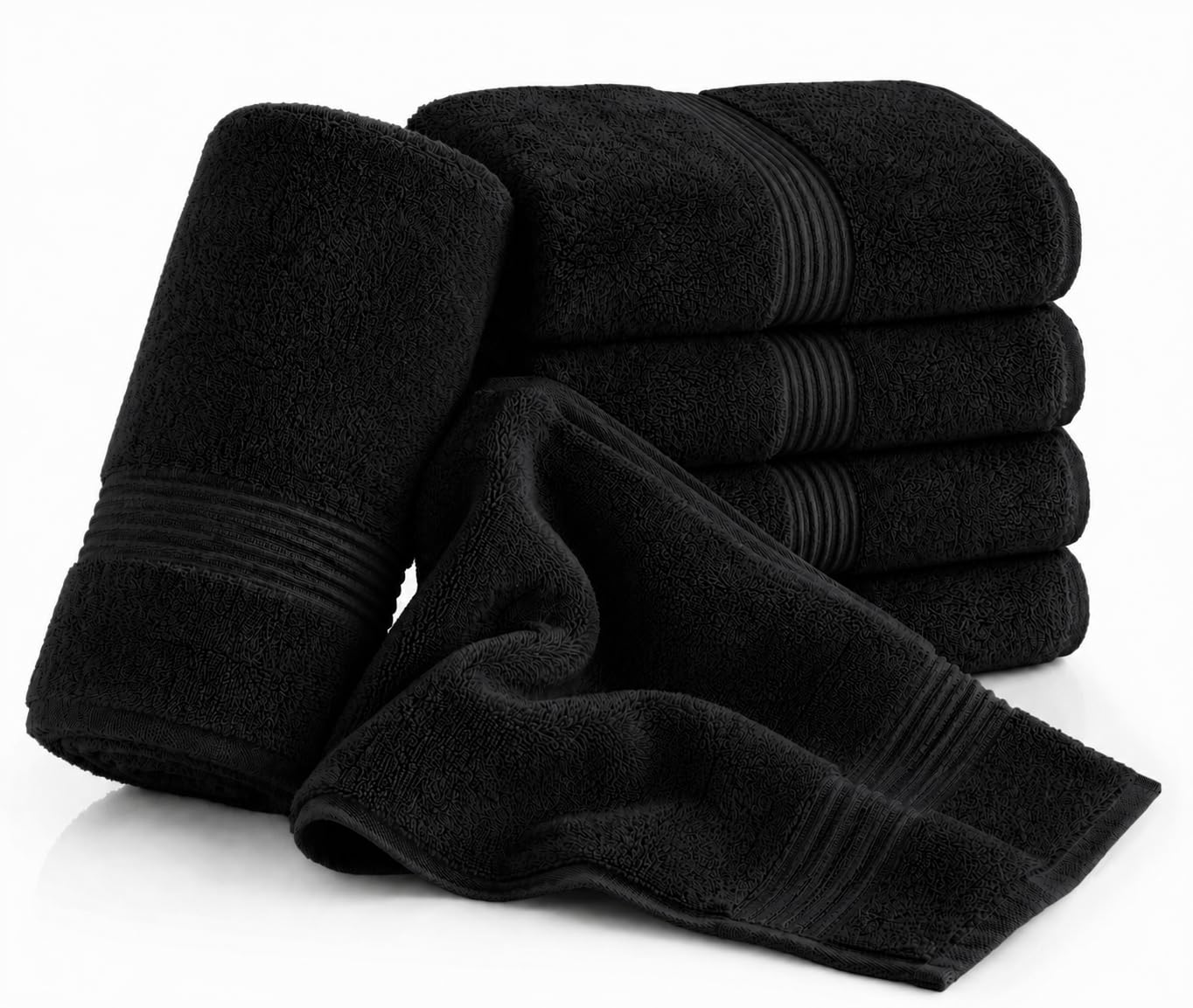 Nod Off Beach Towel Egyptian Cotton Black 100x200cm Pack of 4 — image 1