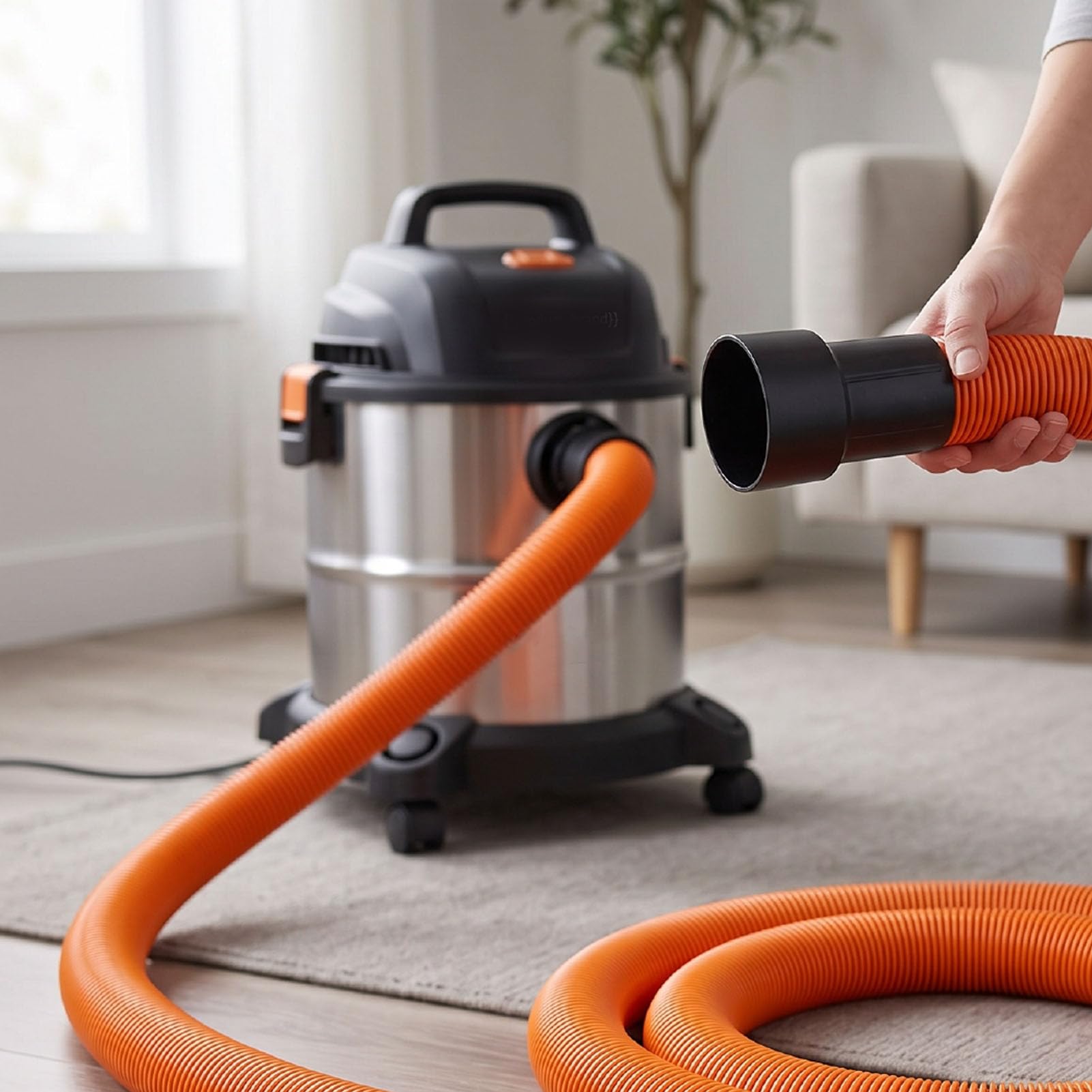 Luocute 1 1/4 Zoll Staubsammelschlauch-Adapter-Set, 4,6–17 Fuß Ausziehbar | Stretchschlauch mit 6 Staubsaugeradaptern für Elektrowerkzeuge und Werkstattsysteme, universell passend für