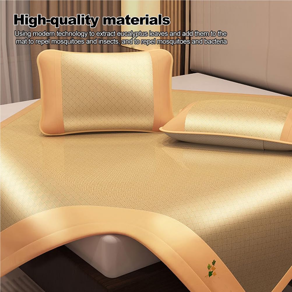 Cooling Mattress Pad for Hot Sleeper, Cool Mattress Cover, Smooth Noiseless Cooling Mattress Protector, Summer Fold Double-Sided Available Bed Floor Sheet Set, 1 x Mat & 2 x Pillowcases,Blue,1.2*1.95c