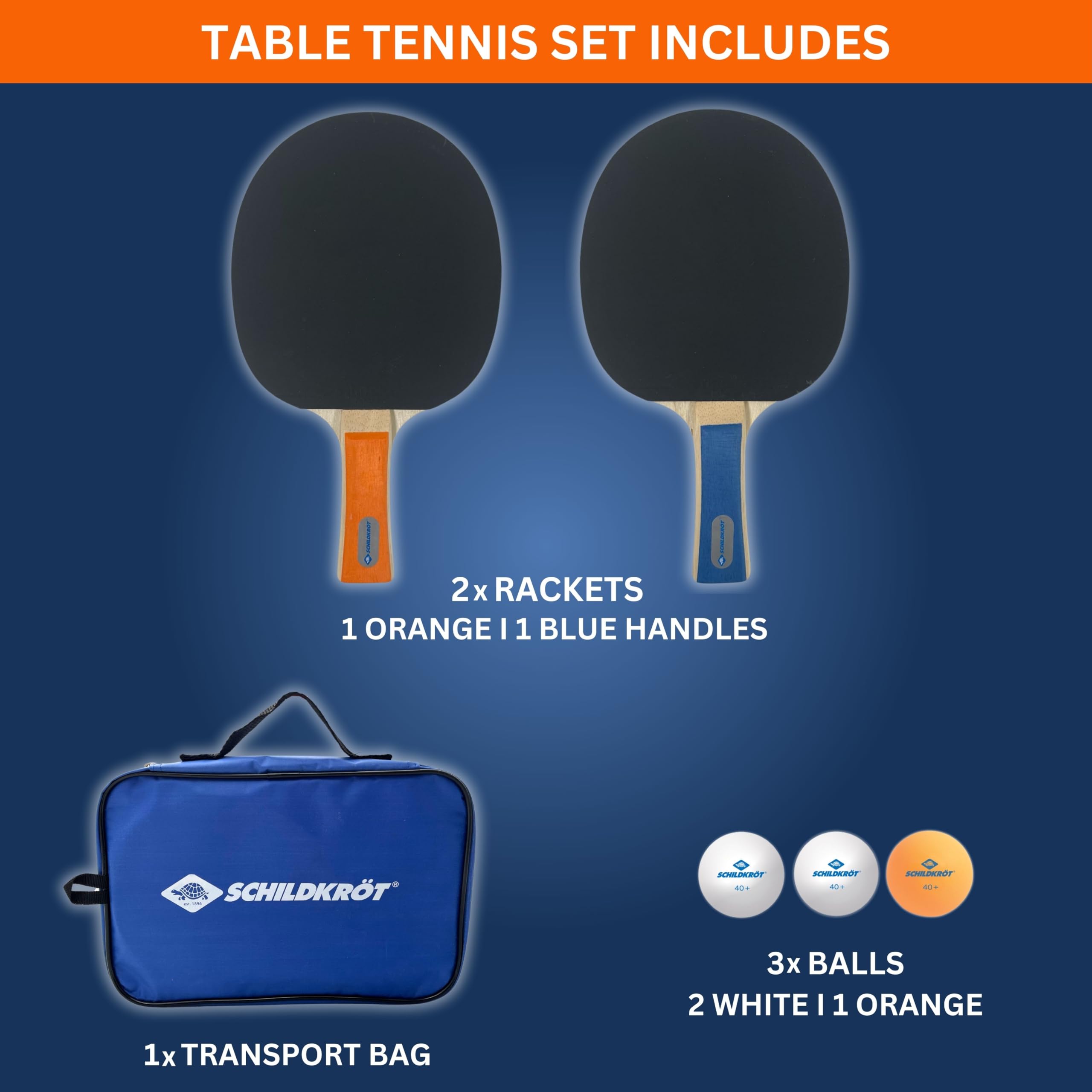 Donic-Schildkröt 788602 Hobby - Juego de ping pong para 2 jugadores (2 palas, 3 pelotas, en bolsa de transporte)