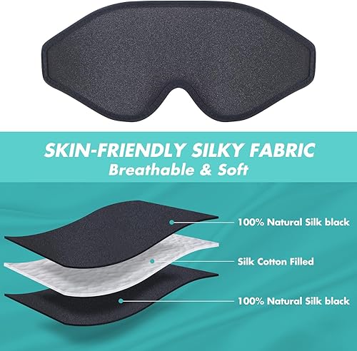 Miniatura 4 de EasyVibe Antifaz para dormir con bloqueo de luz, máscara de ojos 3D para dormir con hebilla ajustable, suave y transpirable, sin presión para dormir