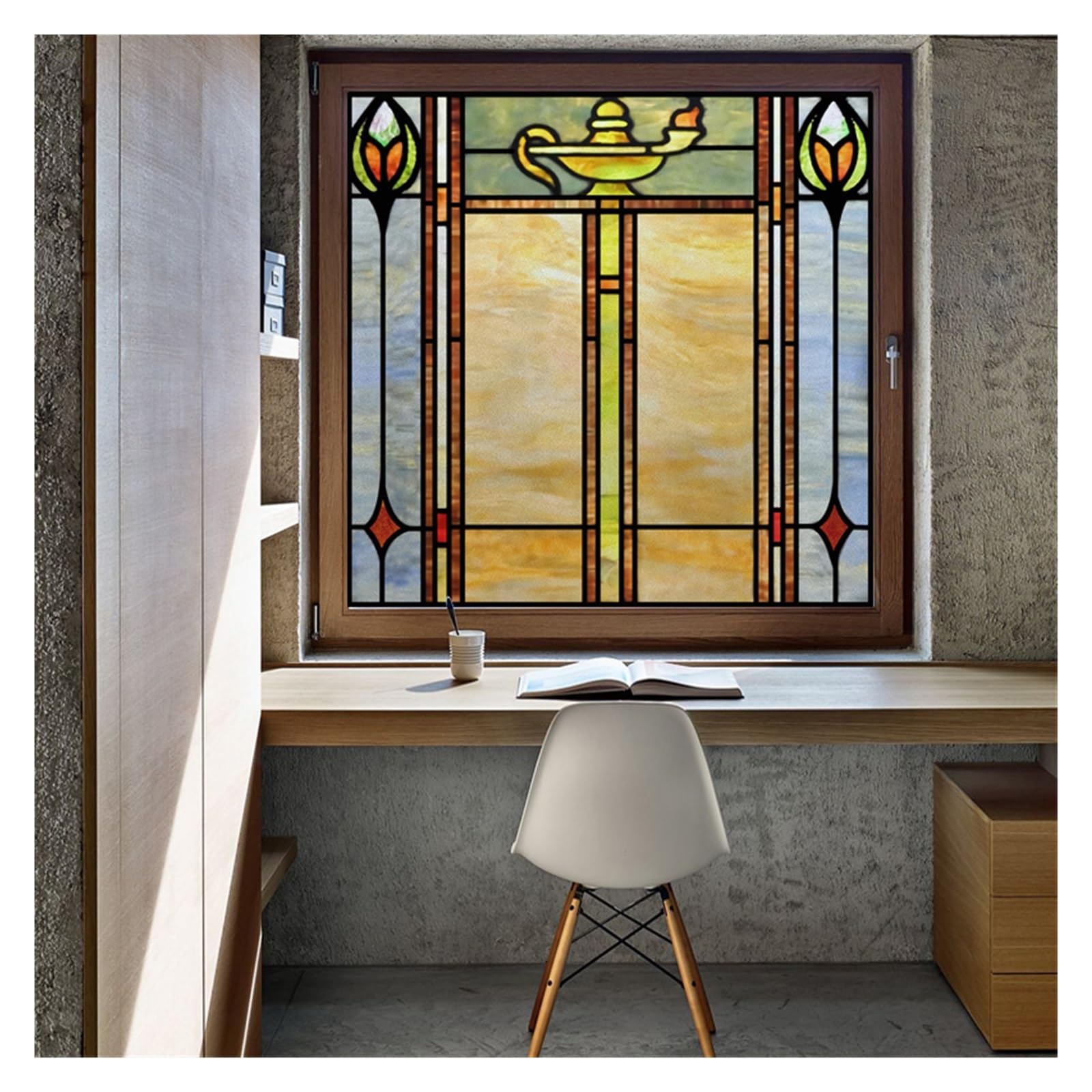 Vinilo Ventana Película de vidriera esmerilada for privacidad, Pegatinas Adhesivas estáticas Mate, Ducha, Cocina, Oficina, decoración del hogar para la Oficina(14,Custom Contact us)