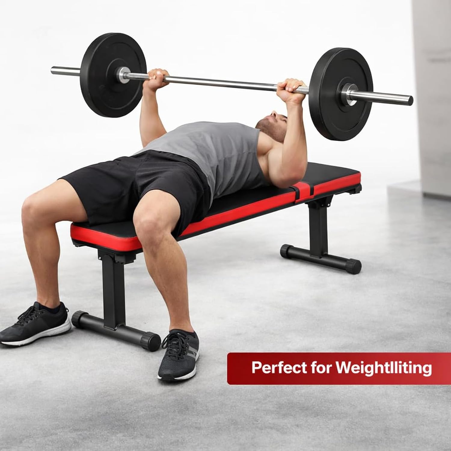 Gym Quality Weight Bench for Home Gym Foldable Workout Bench Flat Exercise Bench 618LB Capacity Strength Training Bench for Bench Press Dumbbell Workout Home Gym Equipment