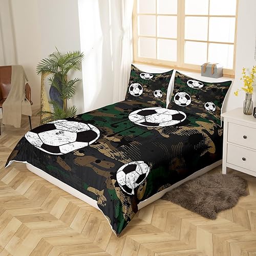 Miniatura 3 de Juego de funda de edredón de camuflaje, juego de ropa de cama de fútbol americano para niños y niñas, juegos temáticos deportivos, funda de colcha