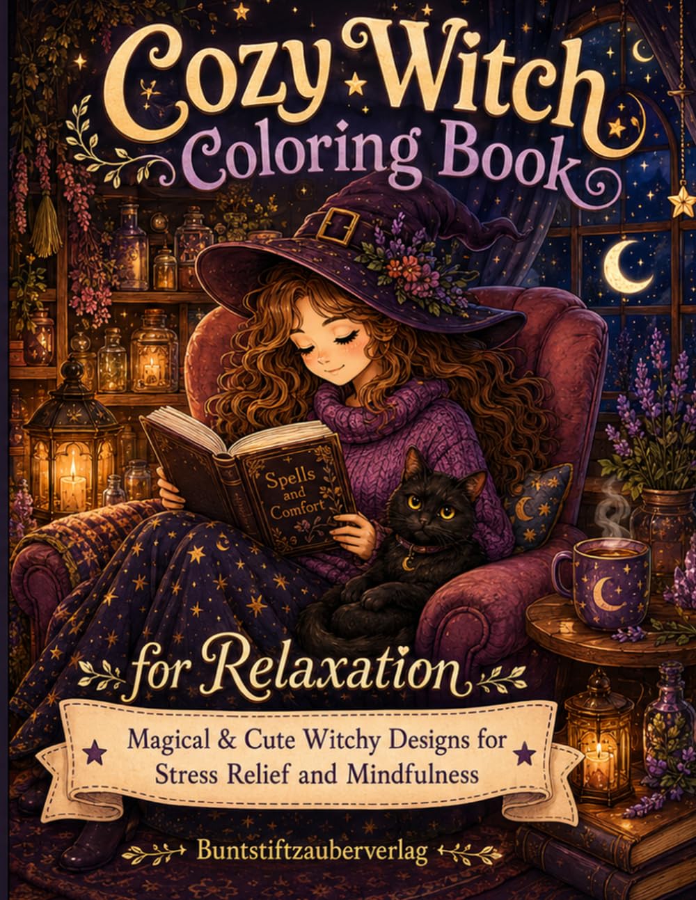 Cozy Witch Coloring Book for Relaxation: Magical & Cute Witchy Designs for Stress Relief and Mindfulness