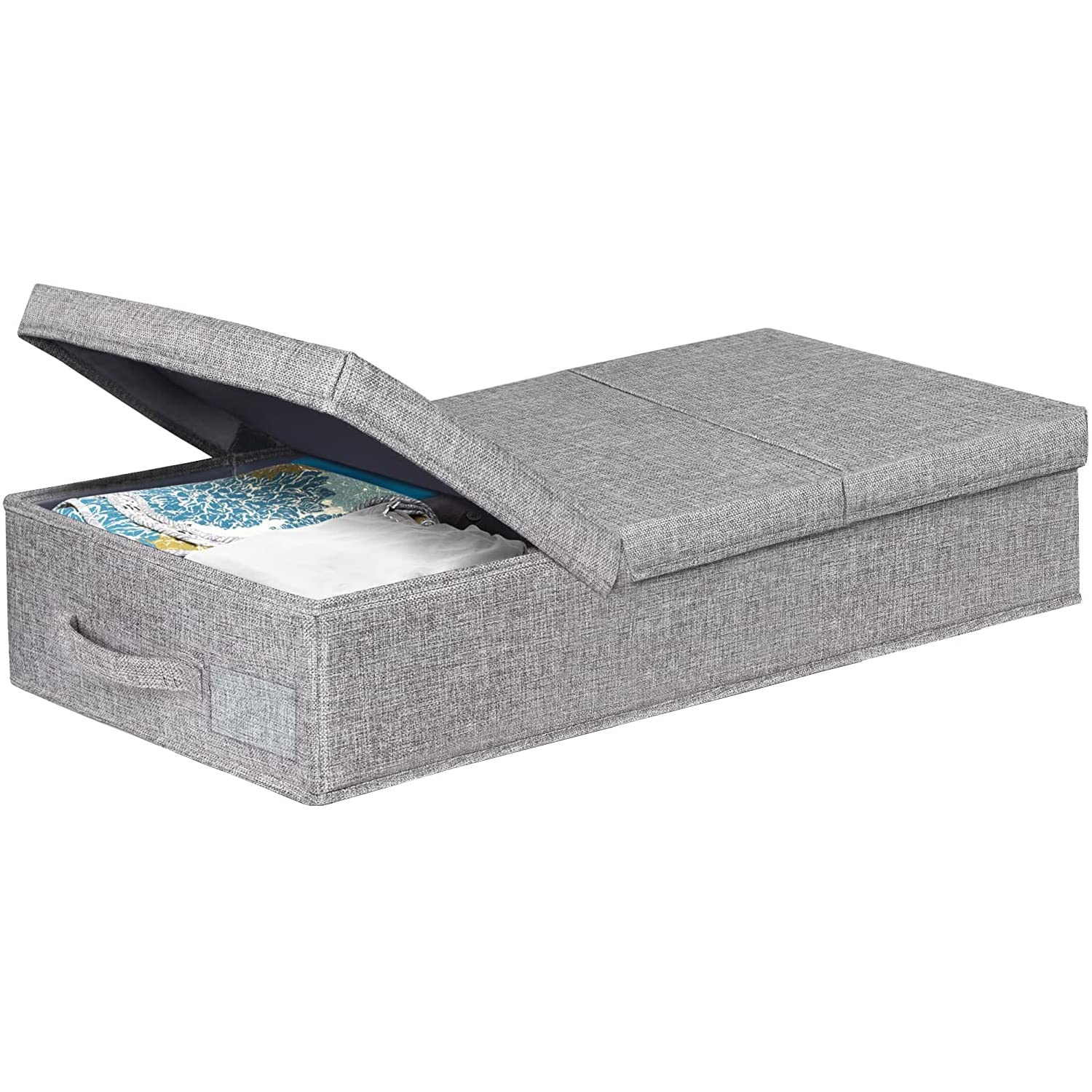 Double R Under Bed Storage Bag with Lids | Large 38×78×13 cm Foldable Underbed Organizer Box for Clothes & Blankets | Low-Profile Storage Container with 3 Handles, 1 Compartment (Grey, Pack 1)-image-40