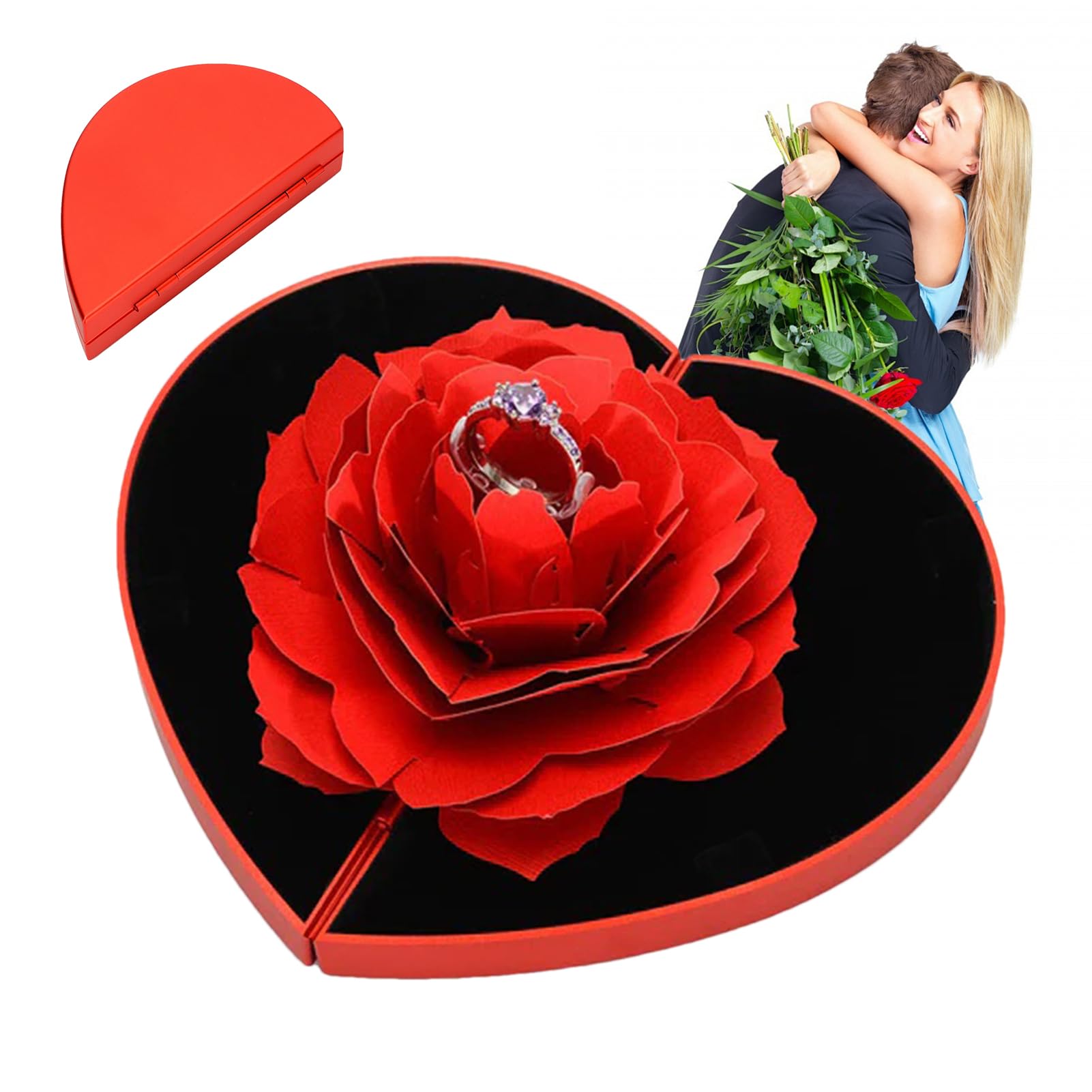 GLAMOUR BOUTIQUE Rose conservate in una scatola, regalo di San Valentino per lei e mamma, 16 fiori di rosa decorazione per regalo di compleanno, scatola bianca con copertura in acrilico, 17,5 x 17,5 x